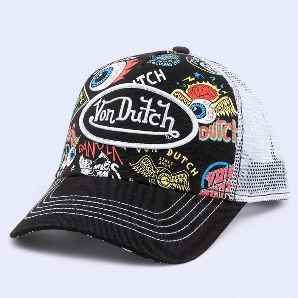 Von Dutch Kids Trucker Hat - Black, White, and Multicolor